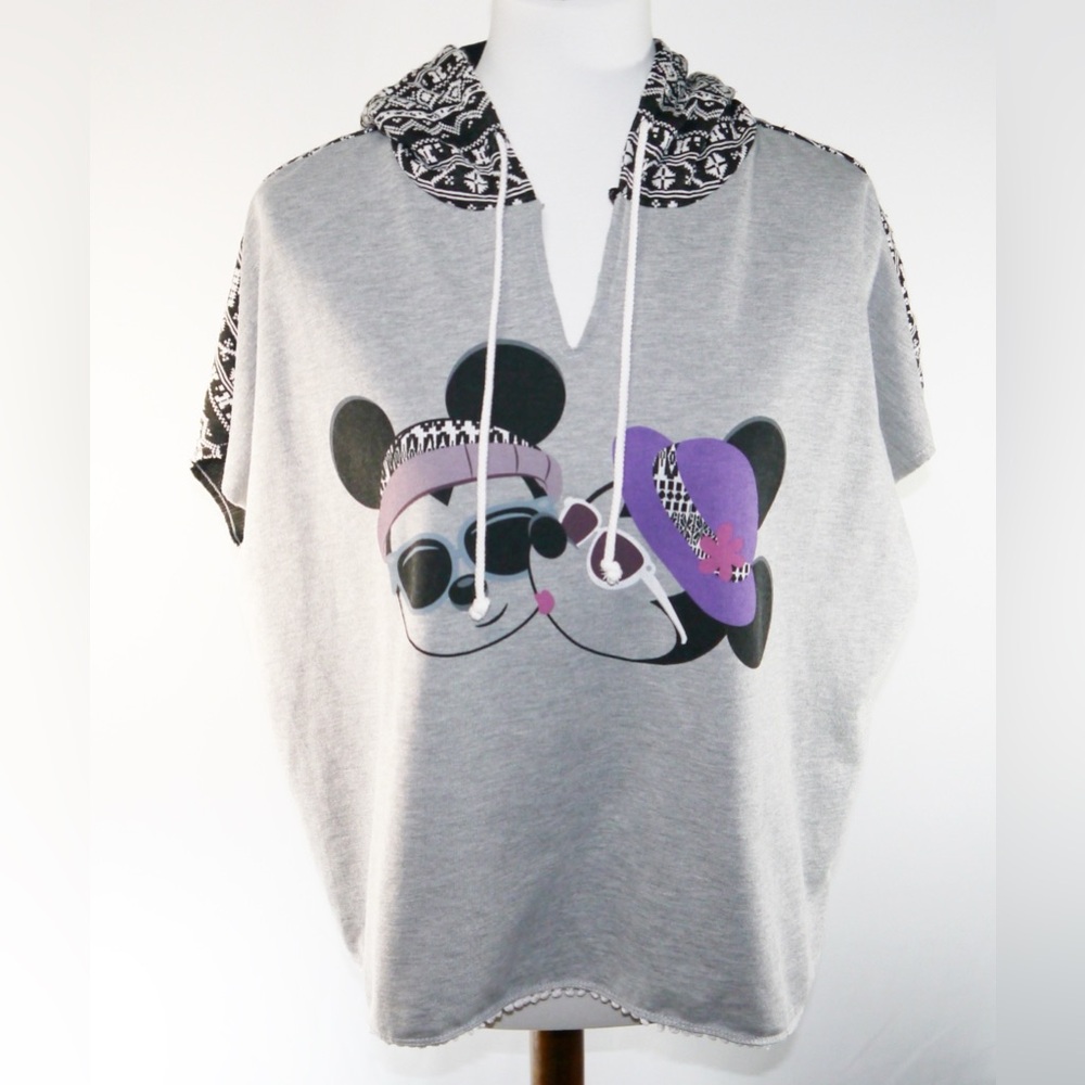 Disney Boutique Mickey & Minnie Oversized Fringe Trim Pullover Hoodie